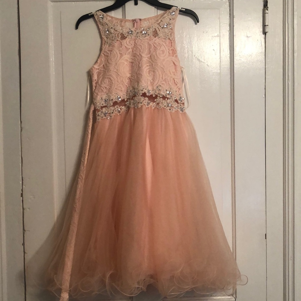peach midi dress